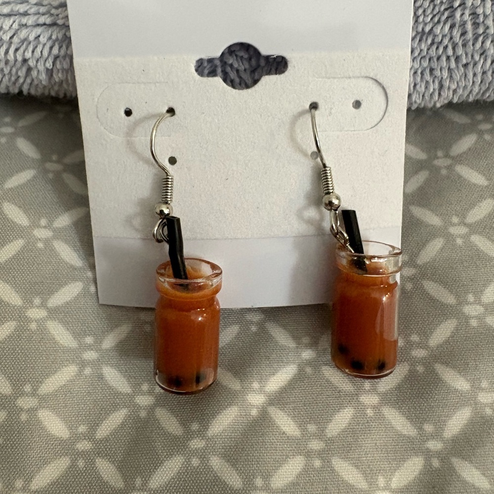 Boba bubble tea hook earrings - Picture 4 of 6